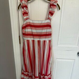 JCrew Midi Dress Pink Stripe